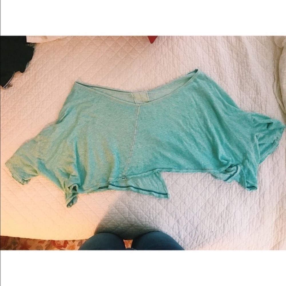 Turquoise Off the Shoulders Free People Top